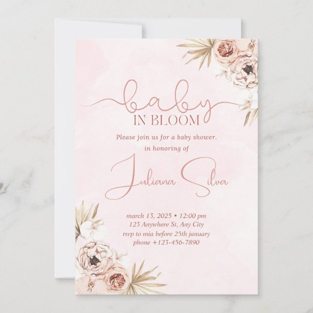 Baby in Bloom – Baby Shower Invitation Card (Front)