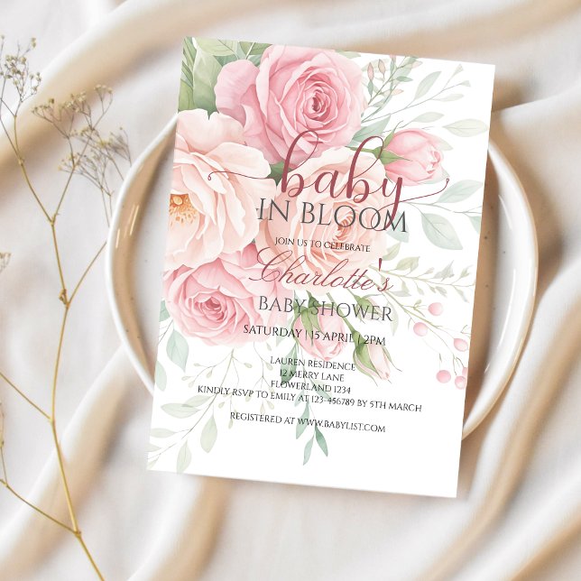 Baby in bloom | baby shower invitation template (Creator Uploaded)