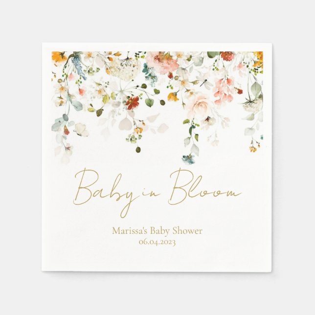 Baby in Bloom Baby Shower Napkin (Front)