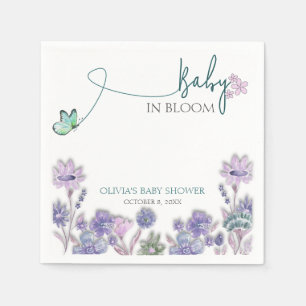 Baby In Bloom Baby Shower Purple Floral Napkin