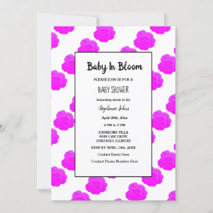 Baby In Bloom Baby Shower Purple Pink Girly Cute Invitation
