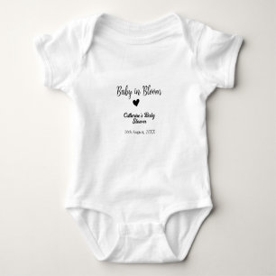 Baby in bloom baby shower simple black heart date bodysuit