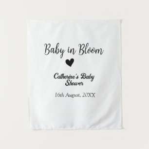 Baby in bloom baby shower simple black heart date tapestry