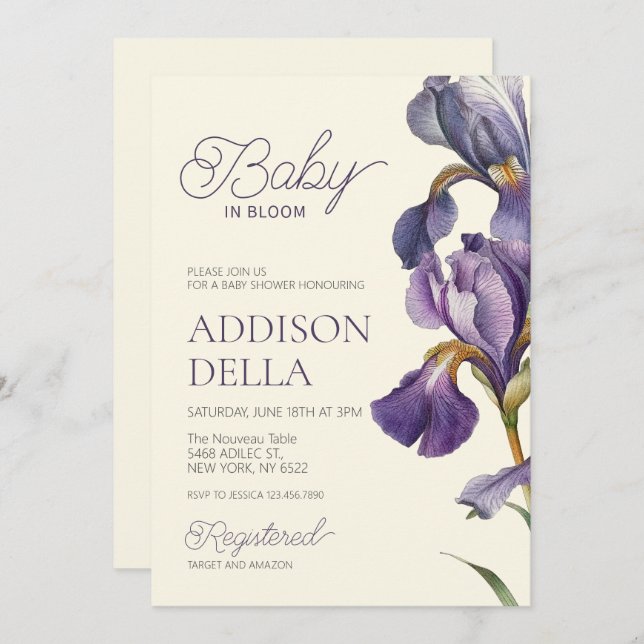 Baby In Bloom Baby Shower Spring summer floral Invitation (Front/Back)
