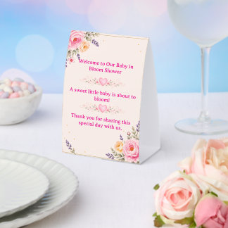 Baby in Bloom Baby Shower Table Tent Sign