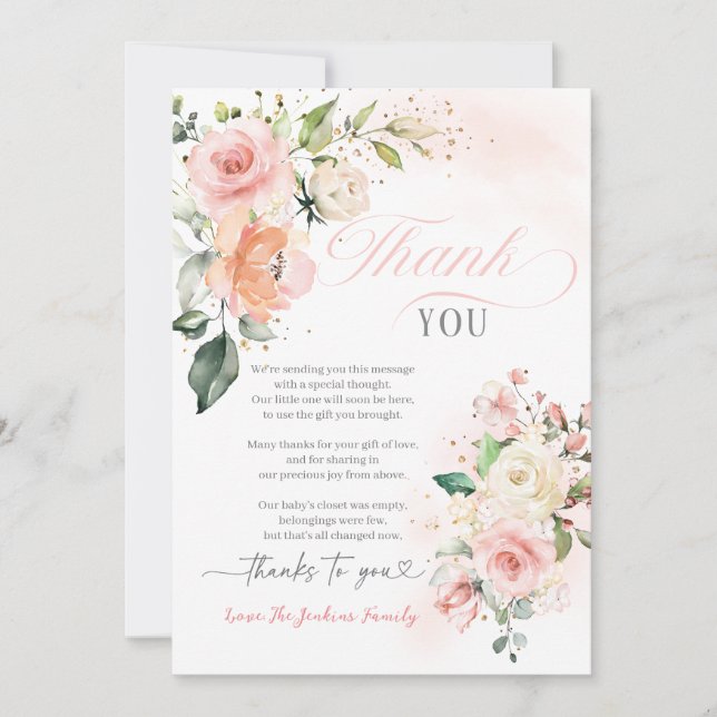 Baby In Bloom Baby Shower Thank You Cards (Front)