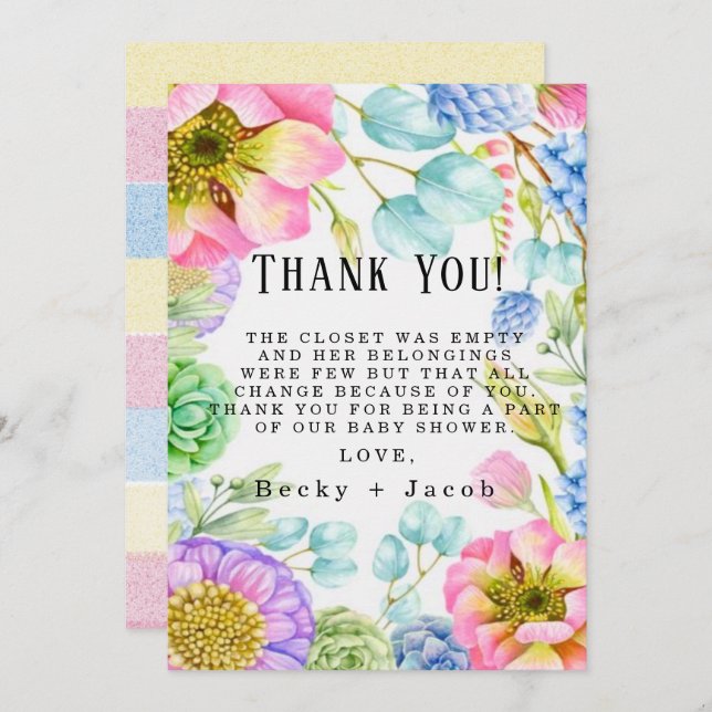 Baby In Bloom Baby Shower Thank You Cards (Front/Back)