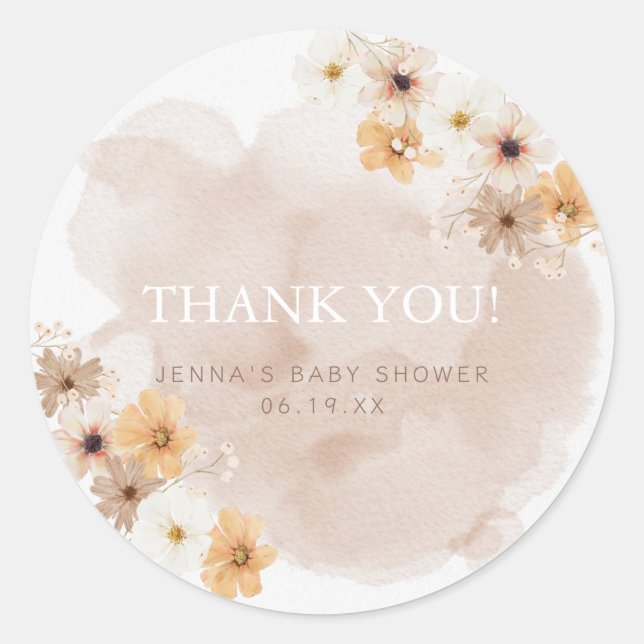 Baby in Bloom Baby Shower Thank You Sticker (Front)