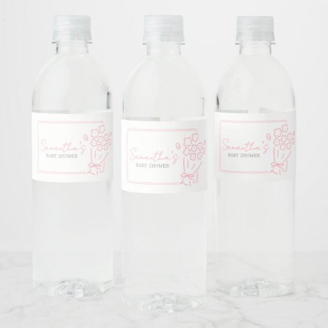 Baby In Bloom Baby Shower Water Bottle Label (Bottles)