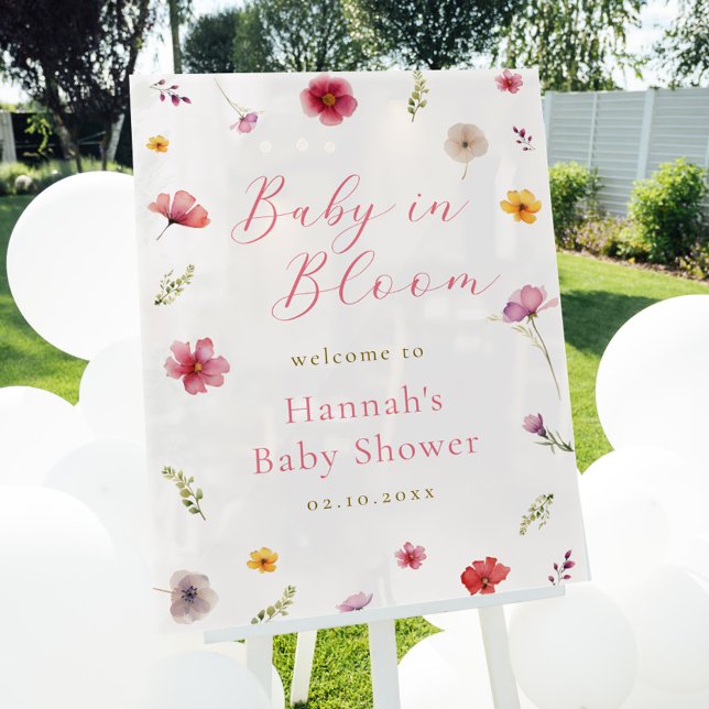 Baby in Bloom Baby Shower Welcome Acrylic Sign (Creator Uploaded)