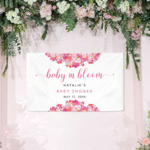 Baby in Bloom Baby Shower Welcome Backdrop Pink Banner