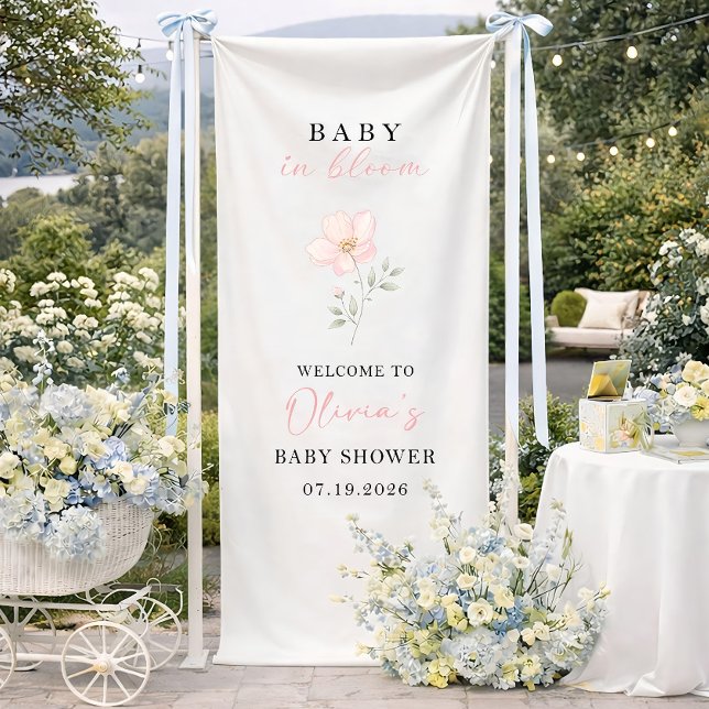 Baby in Bloom Baby Shower Welcome Sign, Personaliz Banner (Creator Uploaded)
