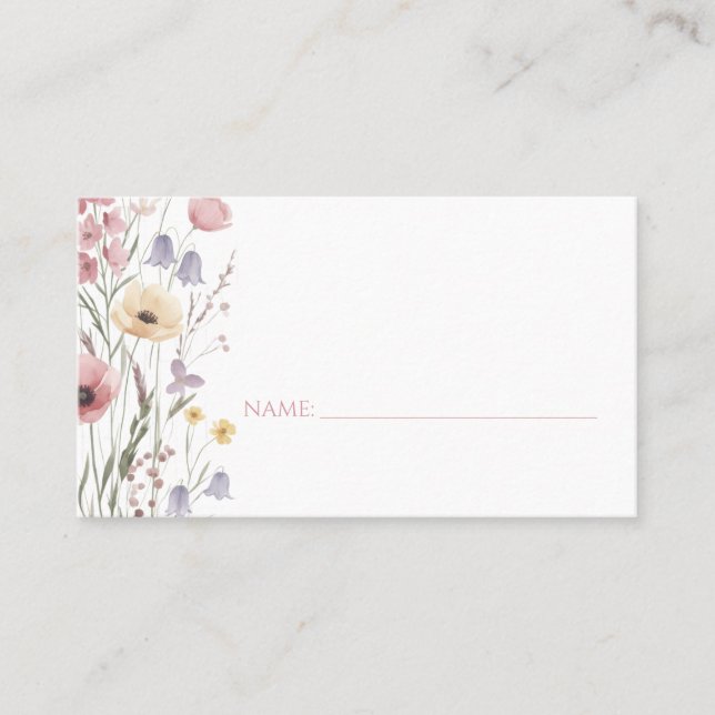 Baby in Bloom Baby Shower Wildflowers Place Cards (Front)