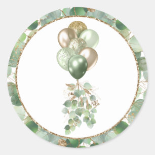 Baby In Bloom   Balloon and Eucalyptus Baby Shower Classic Round Sticker