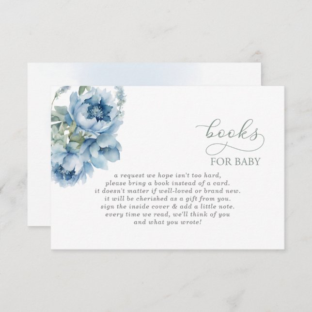Baby in Bloom Blue Boy Baby Shower Book Request Enclosure Card (Front/Back)
