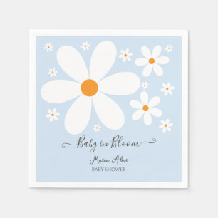 Baby in Bloom Blue Daisy Baby Shower  Napkin