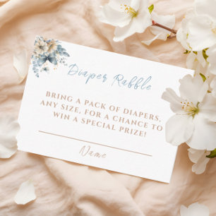 Baby In Bloom Blue Diaper Raffle Baby Shower Enclosure Card