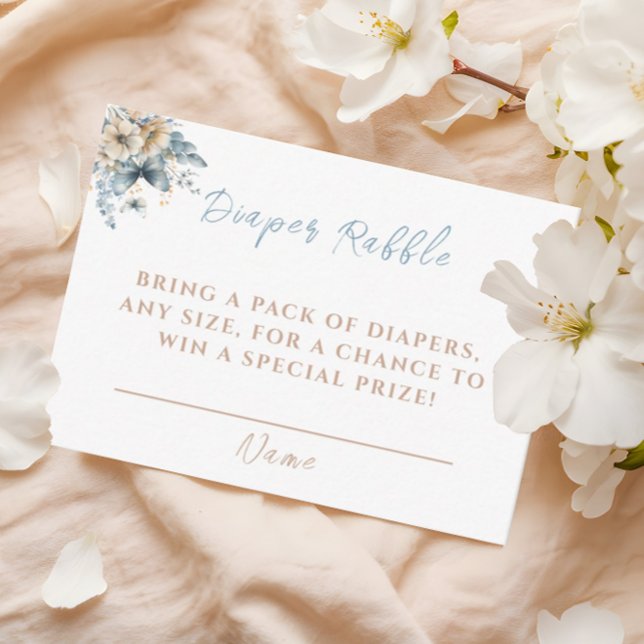 Baby In Bloom Blue Diaper Raffle Baby Shower Enclosure Card (Creator Uploaded)
