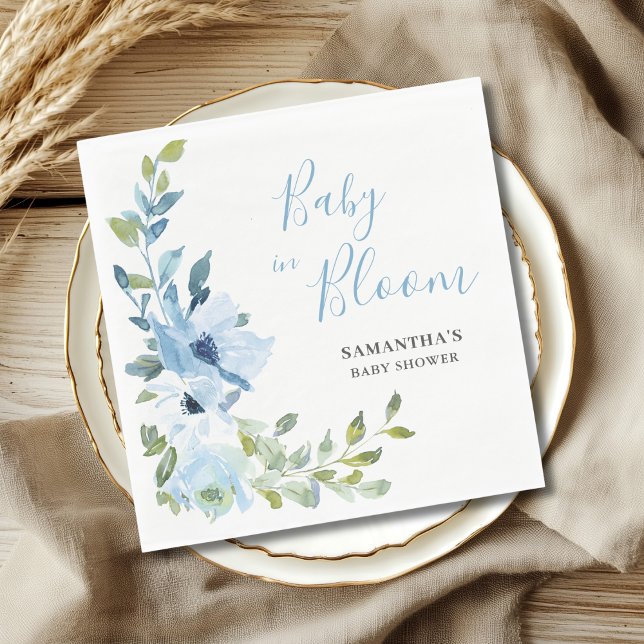 Baby In Bloom Blue Floral  Napkin (Creator Uploaded)