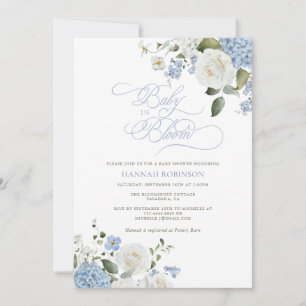 Baby in Bloom Blue Hydrangea Baby Shower Invite