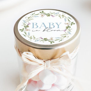 Baby in Bloom Blue Spring Floral  Classic Round Sticker