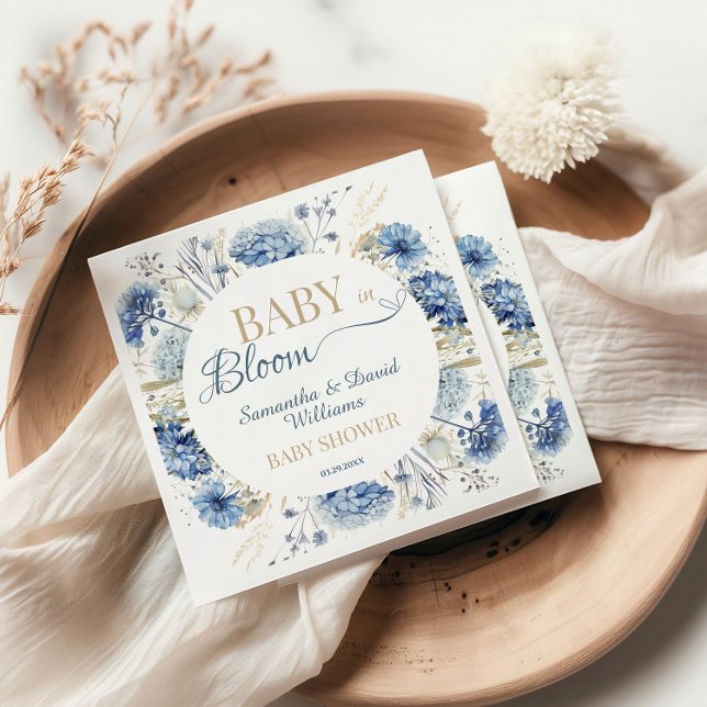 Baby in Bloom Blue Wildflower Botanical  Napkin (Creator Uploaded)