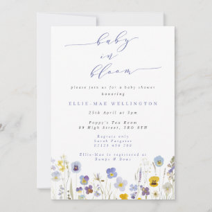 Baby in Bloom Blue & Yellow Pansies Baby Shower Invitation