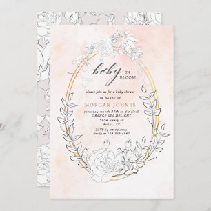 baby in bloom blush floral baby shower invitation