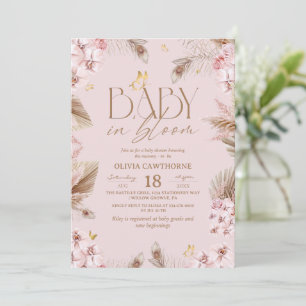 Baby in Bloom Blush Pink Baby Shower Invitation