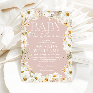 Baby in Bloom Blush Pink Daisy Baby Girl Shower Invitation