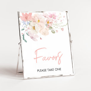 Baby in Bloom Blush Pink Floral Baby Shower Favour Poster