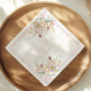 Baby in Bloom Blush Pink Floral Baby Shower Napkin
