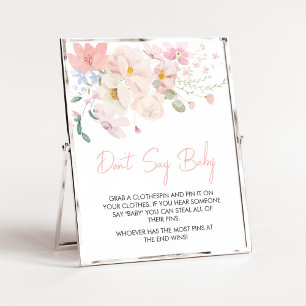 Baby in Bloom Blush Pink Floral Don't Say Baby Poster
