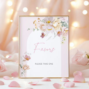 Baby in Bloom Blush Pink Floral Favors Poster