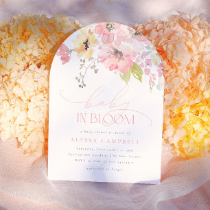Baby in Bloom Blush Pink Floral Girl Shower Arch Invitation