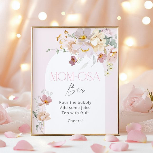 Baby in Bloom Blush Pink Floral Momosa Bar Poster (Creator Uploaded)