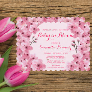 Baby in Bloom Blush Pink Flower Floral Baby Shower Invitation