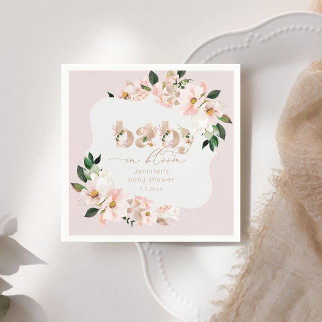 Baby in bloom blush pink wildflowers napkins (Creator Uploaded)