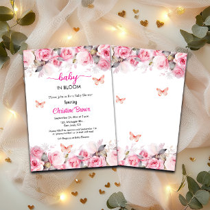 Baby in Bloom Blush Roses Baby Shower Invitation