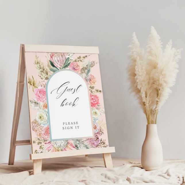 Baby In Bloom Bohemian Baby Shower Guest Book Sign (Creator Uploaded)