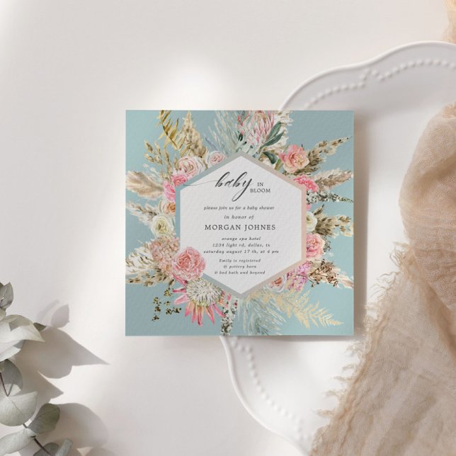 Baby In Bloom Bohemian Baby Shower Invitation (Creator Uploaded)