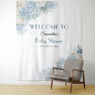 Baby in Bloom Bohemian Blue Rose Baby Shower Tapestry