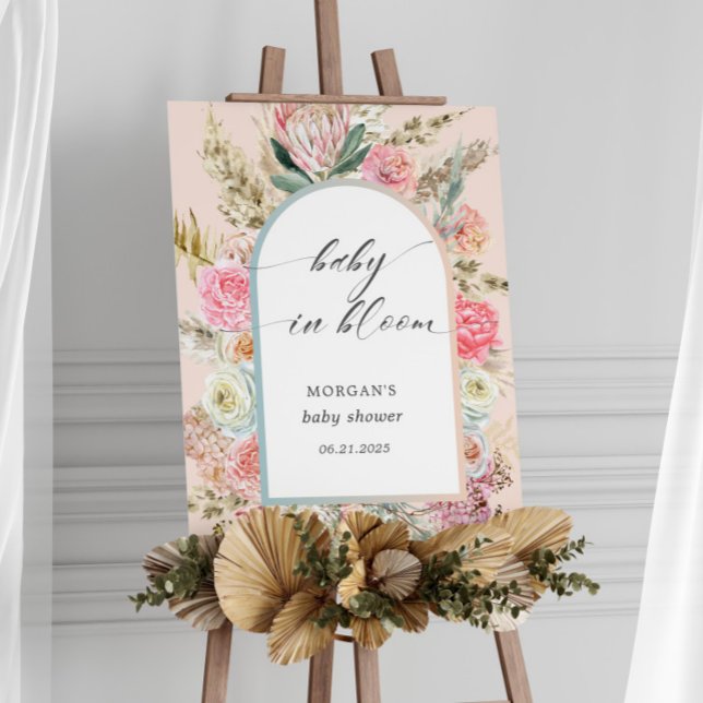 Baby In Bloom Bohemian Floral Baby Shower Invite Poster (Creator Uploaded)
