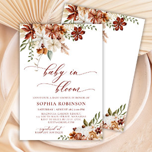 Baby in Bloom Bohemian Wildflower Baby Shower  Invitation
