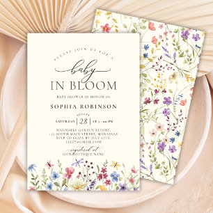 Baby in Bloom Bohemian Wildflower Baby Shower  Invitation
