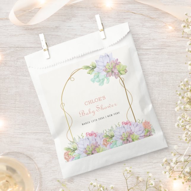 Baby In Bloom Boho Arch Cactus Baby Shower  Favour Bag (Clipped)