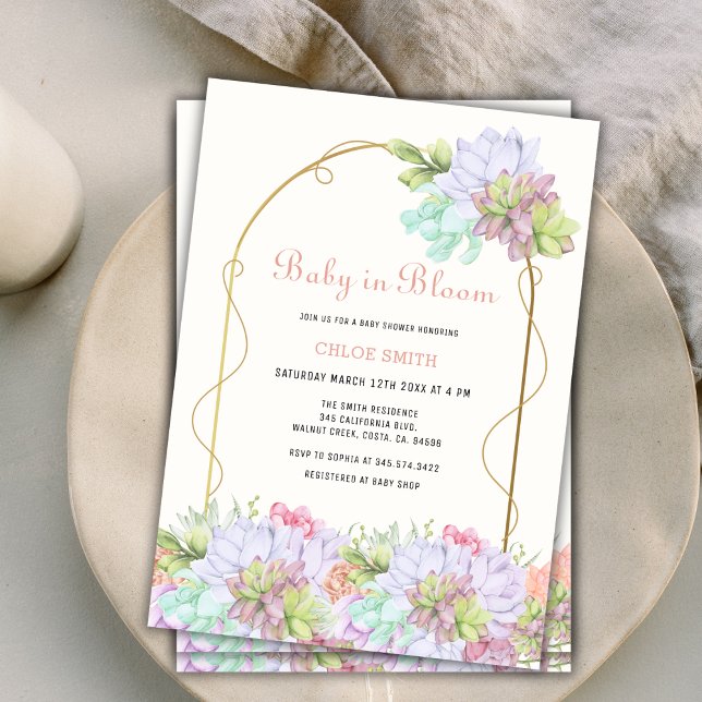 Baby In Bloom Boho Arch Cactus Baby Shower Invitation (Baby In Bloom Boho Arch Cactus Baby Shower Invitation)