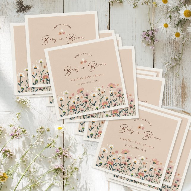 Baby in Bloom Boho Chic Floral Garden Party Shower Napkin (Creator Uploaded)