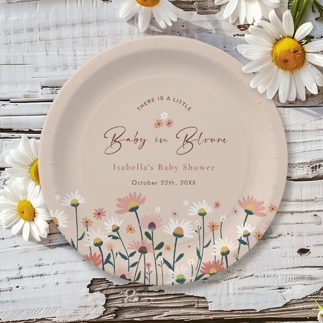 Baby in Bloom Boho Chic Floral Garden Party Shower Paper Plate (Creator Uploaded)