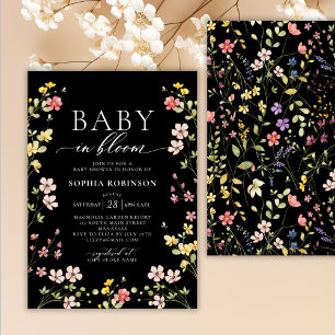 Baby in Bloom Boho Chic Wildflower Baby Shower  Invitation